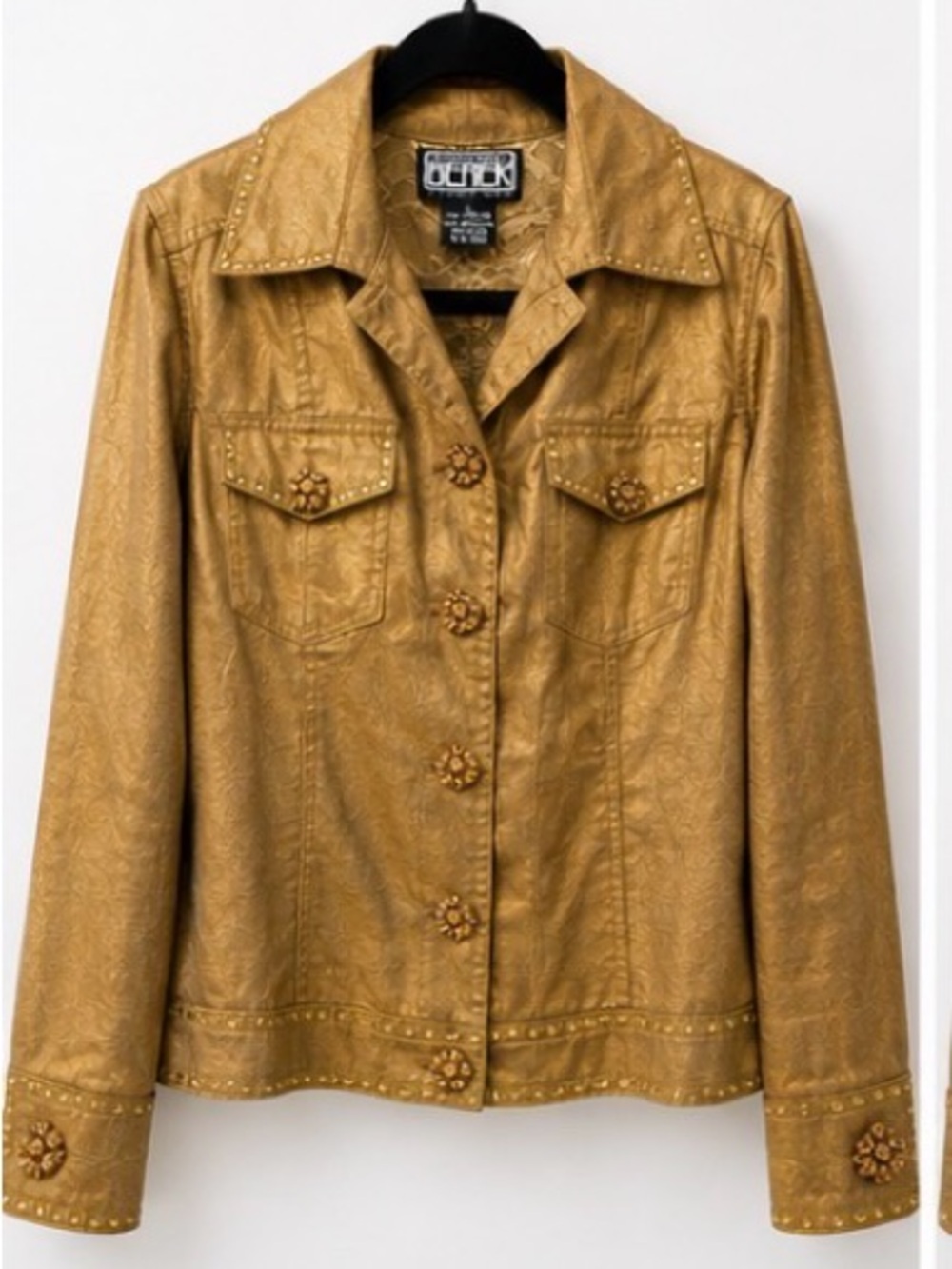 Gold Floral Button Jacket - Women